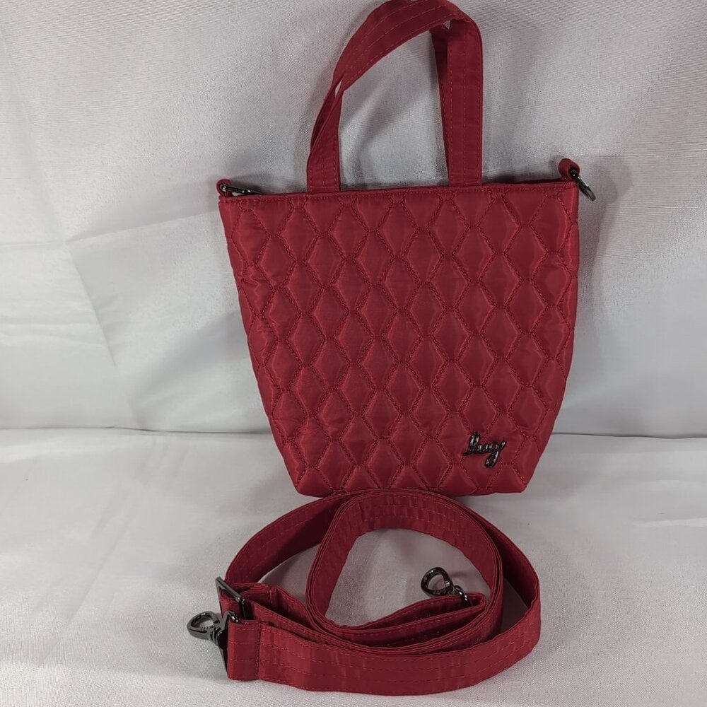 Lug Tip Toe Poppy Red Crossbody Bag Bucket Top Strap Purse Quilted 2023 Holiday